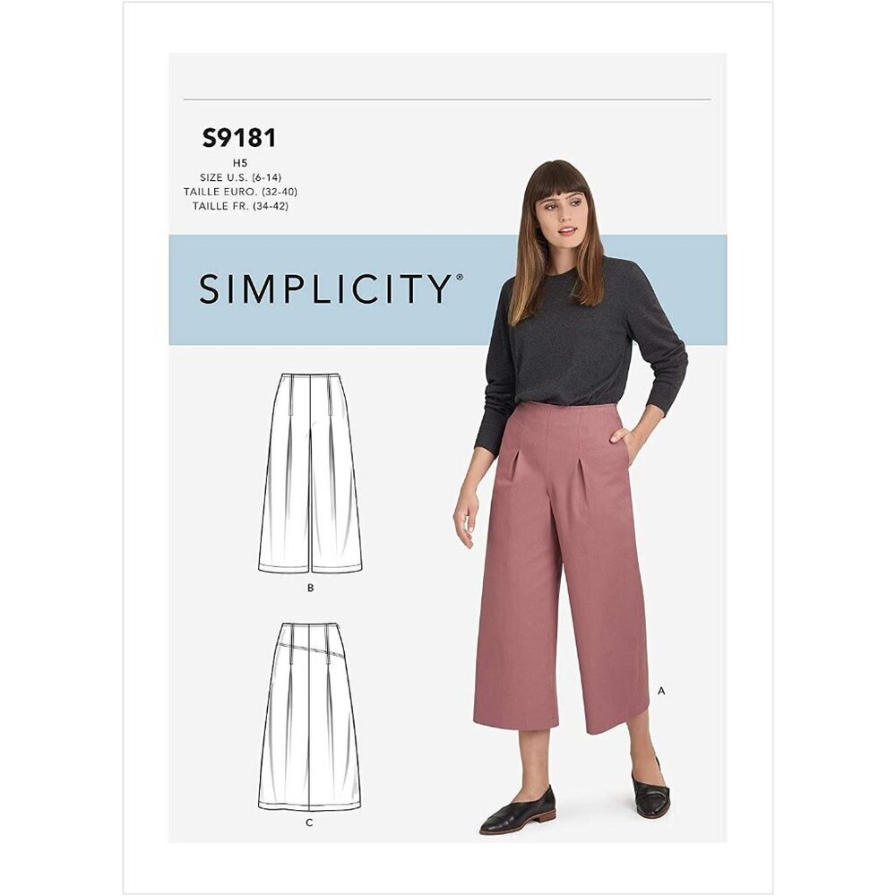 Simplicity Sewing Pattern 10750 9181 Misses Cropped Pants Skirt Size 16-24 UNCUT